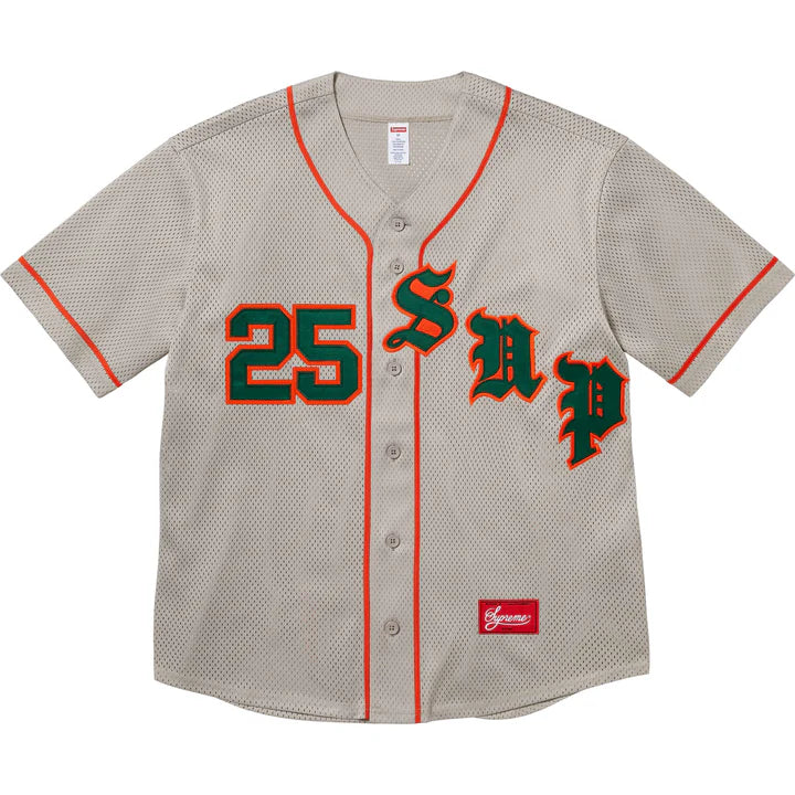 Supreme Old English Baseball Jersey grey/orange