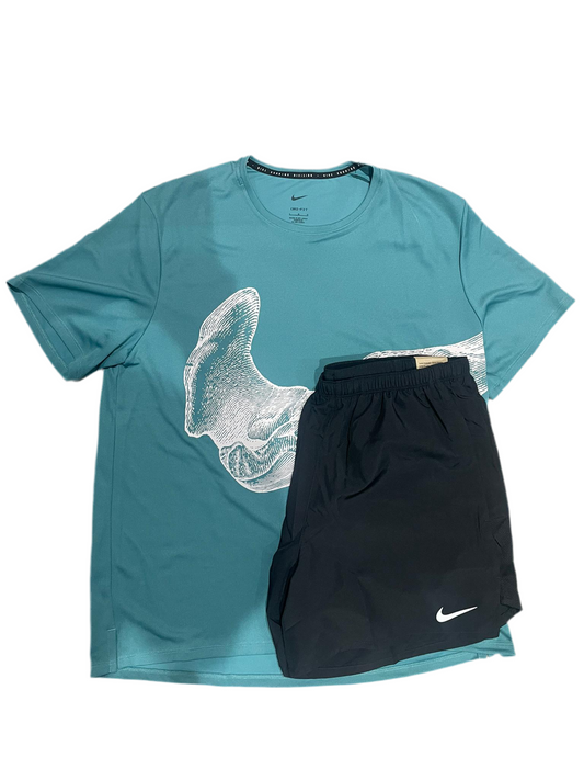Nike Dri-FIT UV Run Division Miler - Blue / Teal / Black Shorts Set